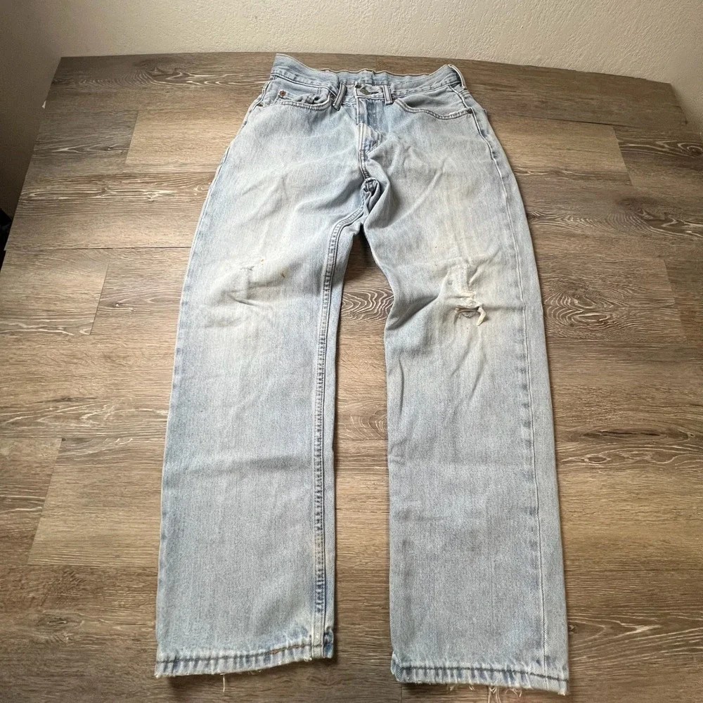 Levis 550 Jeans Mens 31x30 Light Wash Relaxed Tapered Distressed Vintage 90s